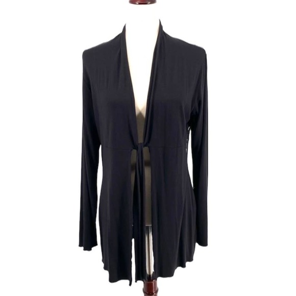 Sandro Sweaters - SANDRO Sportswear Open Tie Front Long Sleeve Cardigan Wrap Black